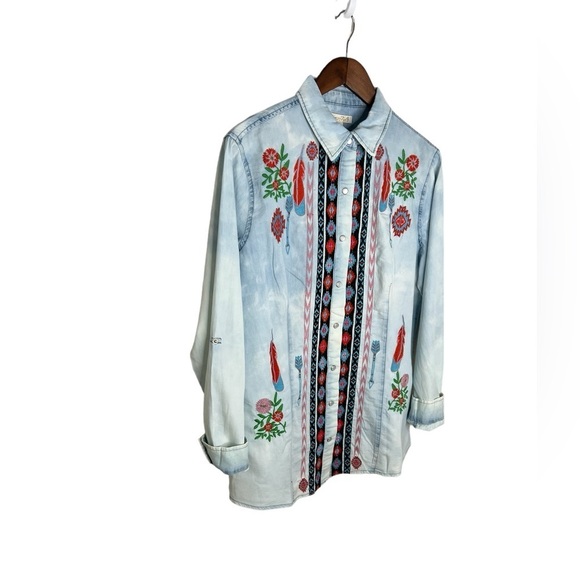 Home Folk Women’s Floral Embroidered Aztec Southwestern Button Down shirt - Picture 4 of 9
